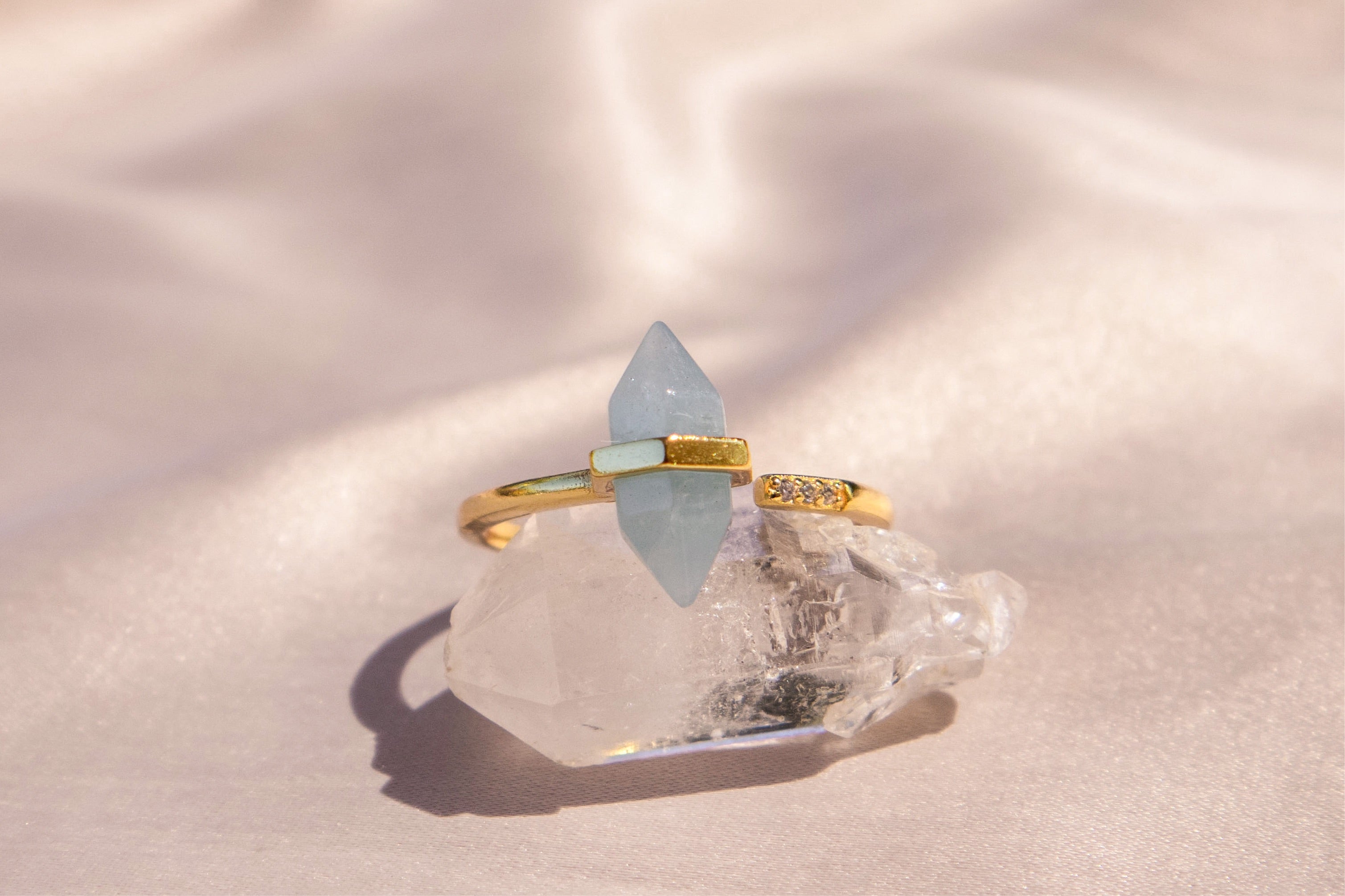 Aquamarine Bullet 18k Gold Vermeil Ring