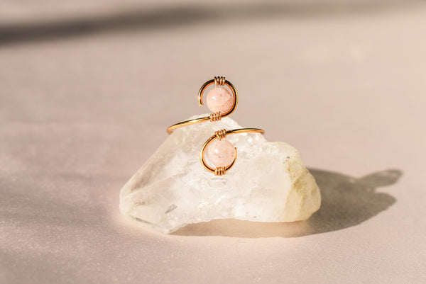 Peach Moonstone Ring 14k Gold Filled