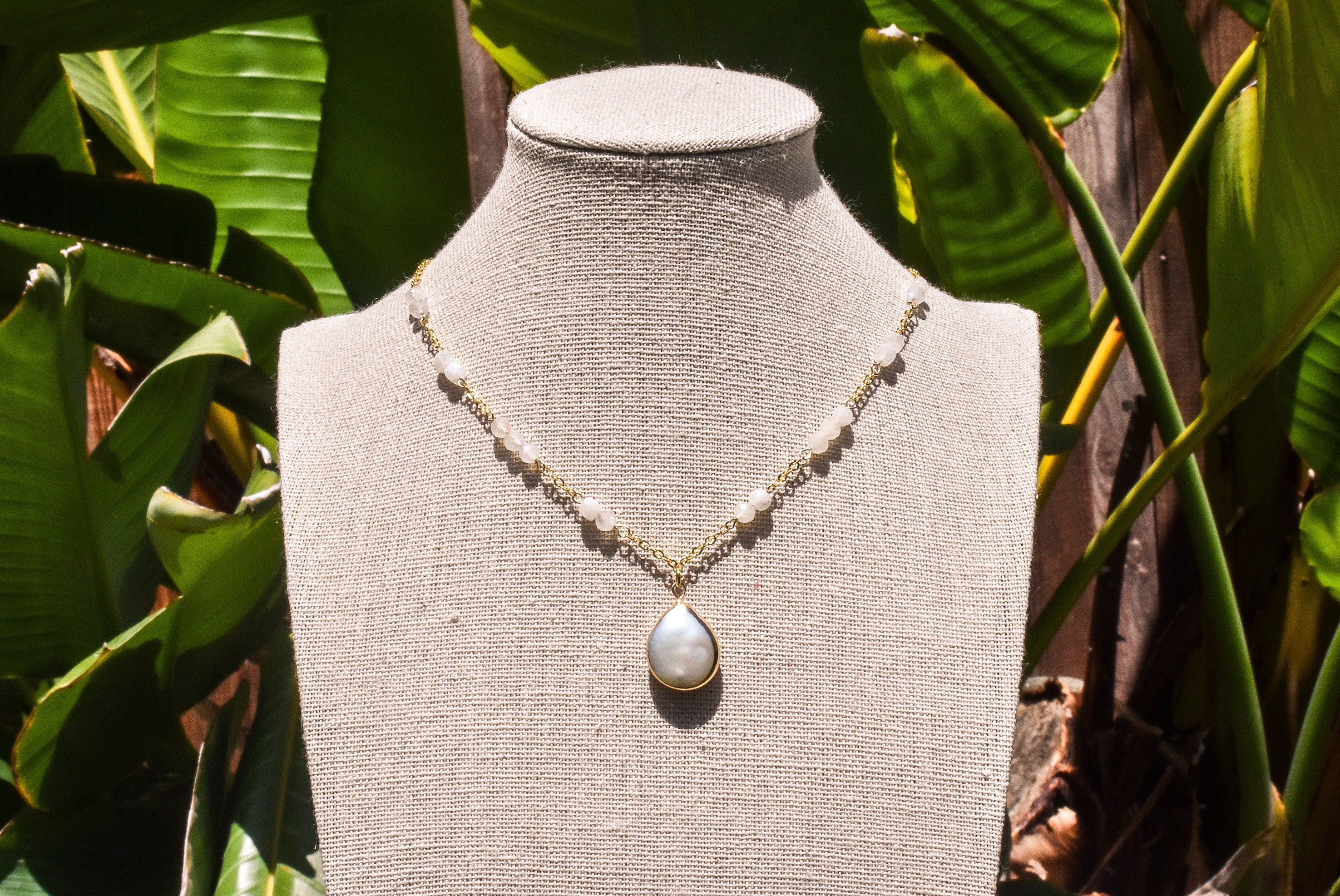 Pearl & Moonstone Gold Filled Necklace