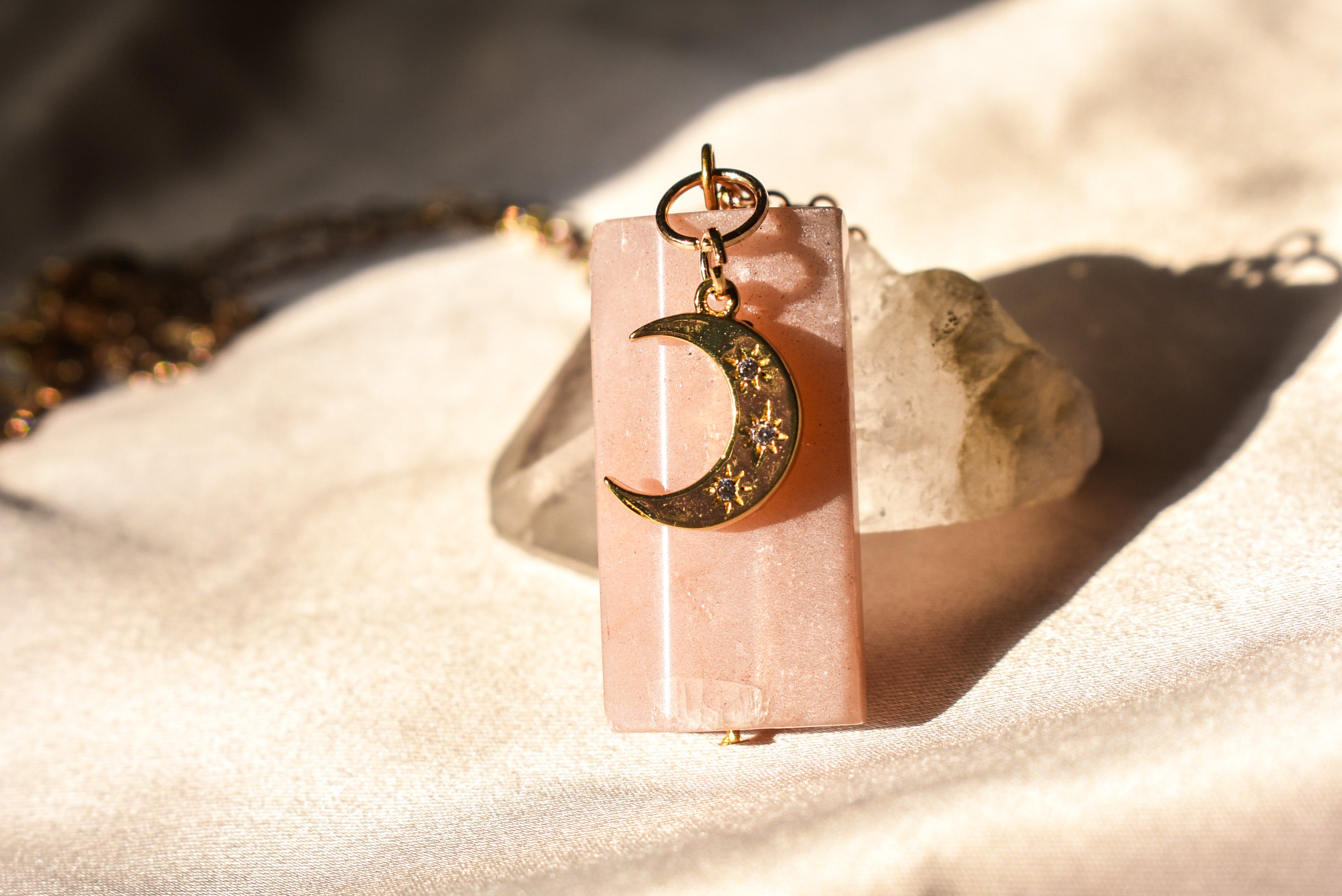 Peach Moonstone Necklace Gold Filled