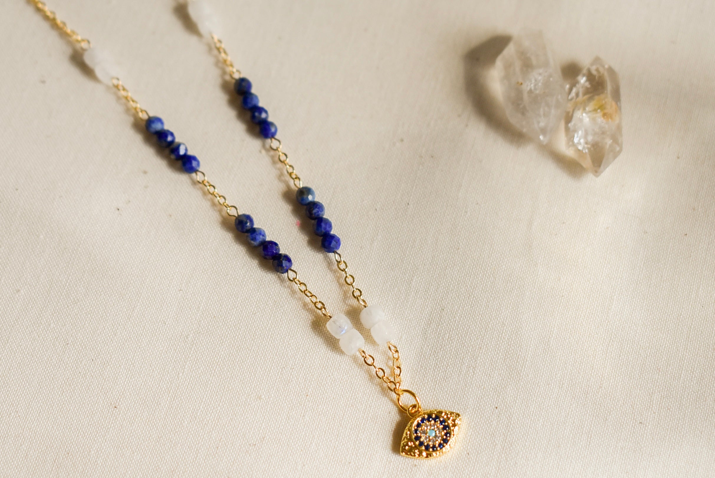 Evil Eye Lapis Lazuli 14k Gold Filled Necklace