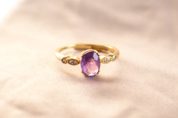 Amethyst Crystal 18k Gold Vermeil Ring