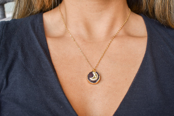 Amethyst Moon Necklace 14k Gold Filled