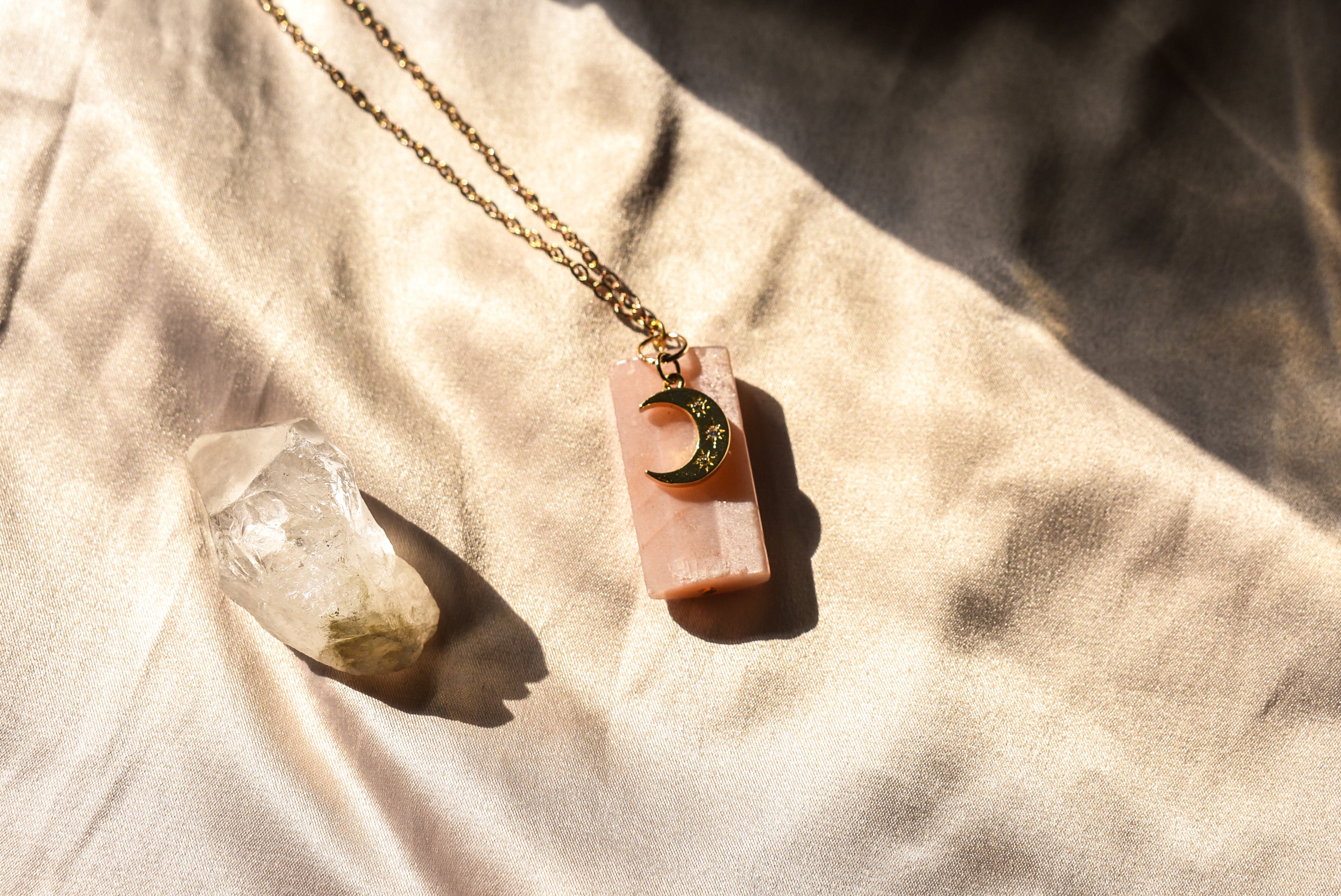 Peach Moonstone Necklace 14k Gold Filled