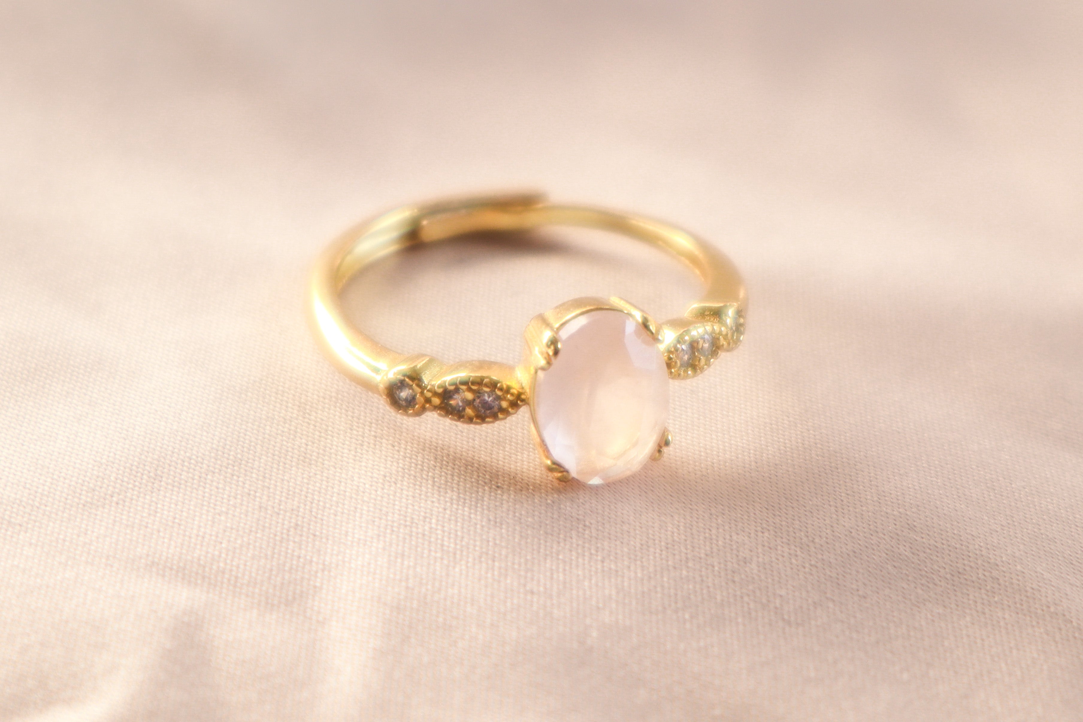 Rose Quartz Crystal 18k Gold Vermeil Ring